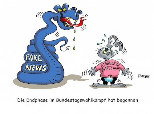 Cartoon: Fake News (medium) by RABE tagged bundestagswahl,fdp,lindner,wer,wem,union,spd,groko,rabe,ralf,böhme,cartoon,karikatur,pressezeichnung,farbcartoon,tagescartoon,sense,tod,hürde,bundestagswahlkampf,schulz,ampel,endphase,etablierte,parteien,fake,news,falschmeldungen,wahlergebnis,umfragewerte,internet,wahlurne,wähler,fälschung,hacker,schlange,natter,viper,hase,häschen,kaninchen,karnickel,bundestagswahl,fdp,lindner,wer,wem,union,spd,groko,rabe,ralf,böhme,cartoon,karikatur,pressezeichnung,farbcartoon,tagescartoon,sense,tod,hürde,bundestagswahlkampf,schulz,ampel,endphase,etablierte,parteien,fake,news,falschmeldungen,wahlergebnis,umfragewerte,internet,wahlurne,wähler,fälschung,hacker,schlange,natter,viper,hase,häschen,kaninchen,karnickel