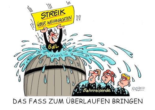 Cartoon: Fass zum Überlaufen (medium) by RABE tagged bahn,db,bahnkunden,fahrpreis,fahrpreiserhöhung,rabe,ralf,böhme,cartoon,karikatur,pressezeichnung,farbcartoon,tagescartoon,schnellzug,bahnticket,schlusslicht,passagiere,bahnreisende,streik,weihnachtsfrieden,gdl,lokführer,weselsky,gewerkaschaft,faß,fass,wasser,überlauf,weihnachten,weihnachtszeit,bahn,db,bahnkunden,fahrpreis,fahrpreiserhöhung,rabe,ralf,böhme,cartoon,karikatur,pressezeichnung,farbcartoon,tagescartoon,schnellzug,bahnticket,schlusslicht,passagiere,bahnreisende,streik,weihnachtsfrieden,gdl,lokführer,weselsky,gewerkaschaft,faß,fass,wasser,überlauf,weihnachten,weihnachtszeit