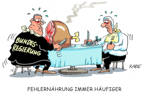 Cartoon: Fehlernährung (medium) by RABE tagged jens,spahn,bundesgesundheitsminister,cdu,hartz,iv,sozialhilfe,rabe,ralf,böhme,cartoon,karikatur,pressezeichnung,farbcartoon,tagescartoon,fehlernährung,diäten,michel,sepp,braten,fett,gräten,groko,bundesregierung,ungerechtigkeit,jens,spahn,bundesgesundheitsminister,cdu,hartz,iv,sozialhilfe,rabe,ralf,böhme,cartoon,karikatur,pressezeichnung,farbcartoon,tagescartoon,fehlernährung,diäten,michel,sepp,braten,fett,gräten,groko,bundesregierung,ungerechtigkeit