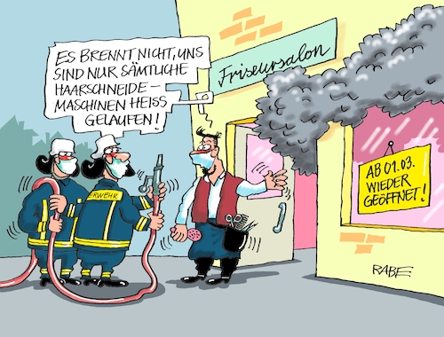 Cartoon: Feueralarm (medium) by RABE tagged corona,schnelltest,flughäfen,bahnhöfe,reiserückkehrer,testpflicht,markus,söder,bußgelder,ber,hauptstadtflughafen,eröffnung,fluggäste,viren,maskenpflicht,abstandsregeln,friseur,friseursalon,haarschneider,brand,feuer,feuerwehr,qualm,rauch,lockdown,lockerungen,kamm,inzidenzwert,corona,schnelltest,flughäfen,bahnhöfe,reiserückkehrer,testpflicht,markus,söder,bußgelder,ber,hauptstadtflughafen,eröffnung,fluggäste,viren,maskenpflicht,abstandsregeln,friseur,friseursalon,haarschneider,brand,feuer,feuerwehr,qualm,rauch,lockdown,lockerungen,kamm,inzidenzwert