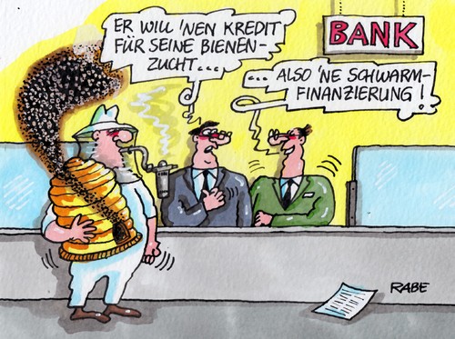 Cartoon: Finanzierung (medium) by RABE tagged schwarm,schwarmfinanzierung,finanzierung,banken,sparkasse,volksbank,kredit,kreditinstitute,sparer,geldanlage,investmentfons,badbank,börse,spekulanten,euro,eurokrise,rettungspakete,rettungsschirm,vorfinanzierung,geld,rabe,ralf,böhme,cartoon,karikatur,pressezeichnung,farbcartoon,bankschalter,kunde,beratung,kreditberater,raten,abzahlung,imker,bienen,bienenstock,insekten,honig,waben,imkerei,bienenstich,honigbiene,bankkonto,abbuchung,schwarm,schwarmfinanzierung,finanzierung,banken,sparkasse,volksbank,kredit,kreditinstitute,sparer,geldanlage,investmentfons,badbank,börse,spekulanten,euro,eurokrise,rettungspakete,rettungsschirm,vorfinanzierung,geld,rabe,ralf,böhme,cartoon,karikatur,pressezeichnung,farbcartoon,bankschalter,kunde,beratung,kreditberater,raten,abzahlung,imker,bienen,bienenstock,insekten,honig,waben,imkerei,bienenstich,honigbiene,bankkonto,abbuchung