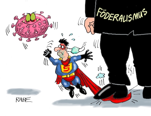 Cartoon: Föderales (medium) by RABE tagged corona,bildung,bildungsminister,kanzleramt,bildungskonferenz,lehrerkonferenz,laptop,ausstatung,digitalisierung,bildungsmonitor,internetzugan,wlan,aufwachen,superman,supermann,föderalismus,lockdown,shutdown,impfastoff,sterberate,intensivstation,mutanten,fallzahlen,rki,umhang,fusstritt,corona,bildung,bildungsminister,kanzleramt,bildungskonferenz,lehrerkonferenz,laptop,ausstatung,digitalisierung,bildungsmonitor,internetzugan,wlan,aufwachen,superman,supermann,föderalismus,lockdown,shutdown,impfastoff,sterberate,intensivstation,mutanten,fallzahlen,rki,umhang,fusstritt