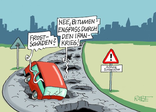 Cartoon: Frostschäden (medium) by RABE tagged merz,kanzler,koalition,union,spd,klingbeil,cartoon,karikatur,pressezeichnung,farbcartoon,tagescartoon,db,bahn,frühling,frühjahr,frühjahrsputz,ice,zug,blumenkasten,blumenkästen,iran,irankrieg,blockade,hormus,engpass,lieferengpass,bitumen,schlaglöcher,frostschaden,pkw,baustelle,winter,frost,merz,kanzler,koalition,union,spd,klingbeil,cartoon,karikatur,pressezeichnung,farbcartoon,tagescartoon,db,bahn,frühling,frühjahr,frühjahrsputz,ice,zug,blumenkasten,blumenkästen,iran,irankrieg,blockade,hormus,engpass,lieferengpass,bitumen,schlaglöcher,frostschaden,pkw,baustelle,winter,frost