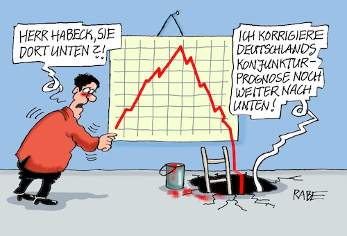 Cartoon: Ganz unten Habeck (medium) by RABE tagged ampel,ampelregierung,rot,grün,gelb,fdp,spd,grüne,rabe,ralf,böhme,cartoon,karikatur,pressezeichnung,farbcartoon,tagescartoon,inflation,einkommen,rente,rentenpaket,bruch,streit,neuwahlen,robert,habeck,konjunktur,konjunkturprognose,prognose,schrumpfung,wirtschaftswachstum,rezession,bilanz,diagramm,loch,leiter,ampel,ampelregierung,rot,grün,gelb,fdp,spd,grüne,rabe,ralf,böhme,cartoon,karikatur,pressezeichnung,farbcartoon,tagescartoon,inflation,einkommen,rente,rentenpaket,bruch,streit,neuwahlen,robert,habeck,konjunktur,konjunkturprognose,prognose,schrumpfung,wirtschaftswachstum,rezession,bilanz,diagramm,loch,leiter