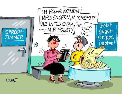 Cartoon: Gefolgschaft (medium) by RABE tagged chatgpt,intelligenz,roboter,ki,volker,wissing,fdp,rabe,ralf,böhme,cartoon,karikatur,pressezeichnung,farbcartoon,tagescartoon,influencer,influenza,grippe,grippeschutzimpfung,tablet,handy,smartphone,netz,youtube,instagram,arztpraxis,wartezimmer,patienten,patientin,grippeschutz,chatgpt,intelligenz,roboter,ki,volker,wissing,fdp,rabe,ralf,böhme,cartoon,karikatur,pressezeichnung,farbcartoon,tagescartoon,influencer,influenza,grippe,grippeschutzimpfung,tablet,handy,smartphone,netz,youtube,instagram,arztpraxis,wartezimmer,patienten,patientin,grippeschutz