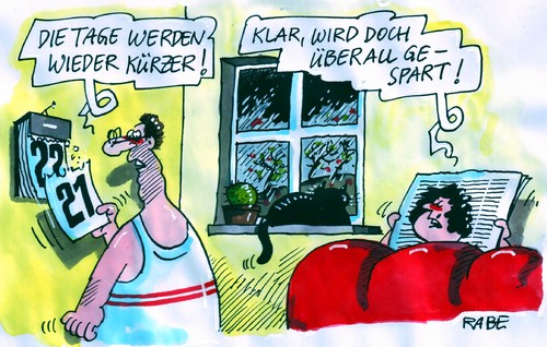 Cartoon: Gekürztes (medium) by RABE tagged einsparungen,kürzungen,sparen,sparkurs,krise,euro,eurokrise,steuerzahler,abgaben,erhöhung,eu,brüssel,eurogipfel,doppelspitze,merkel,cdu,bundesregierung,griechenland,rettungsschirm,sarkozy,frankreich,athen,schulden,schuldenkrise,herbst,herbstabend,sauwetter,herbstwetter,dunkelheit,ehepaar,frau,mann,katze,regen,eurozone,währungsunion,schuldenschnitt,einsparungen,kürzungen,sparen,sparkurs,krise,euro,eurokrise,steuerzahler,abgaben,erhöhung