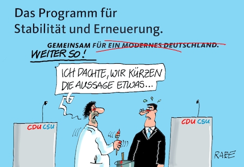 Cartoon: Gekürztes (medium) by RABE tagged bundestagswahl,wahlkampf,osten,ddr,ostbeauftragter,bundesregierung,recht,rabe,ralf,böhme,cartoon,karikatur,pressezeichnung,farbcartoon,tagescartoon,söder,laschet,cdu,csu,union,wahlprogramm,stabilität,erneuerung,deutschland,bundestagswahl,wahlkampf,osten,ddr,ostbeauftragter,bundesregierung,recht,rabe,ralf,böhme,cartoon,karikatur,pressezeichnung,farbcartoon,tagescartoon,söder,laschet,cdu,csu,union,wahlprogramm,stabilität,erneuerung,deutschland