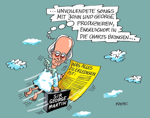 Cartoon: George Martin (medium) by RABE tagged george,martin,abbey,road,studios,produzent,sir,beatles,liverpool,london,rabe,ralf,böhme,cartoon,karikatur,pressezeichnung,farbcartoon,tagescartoon,popmusik,aufnahmestudio,himmel,himmelstor,john,paul,ringo,beat,single,george,martin,abbey,road,studios,produzent,sir,beatles,liverpool,london,rabe,ralf,böhme,cartoon,karikatur,pressezeichnung,farbcartoon,tagescartoon,popmusik,aufnahmestudio,himmel,himmelstor,john,paul,ringo,beat,single