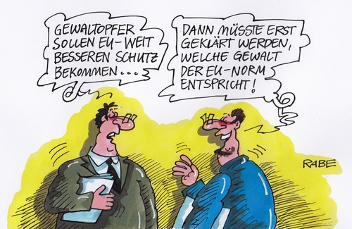 Cartoon: Gewaltopfer (medium) by RABE tagged gwalt,gewaltopfer,opfer,stalkin,schutz,recht,eu,brüssel,europa,europarecht,norm,europanorm,rabe,ralf,böhme,cartoon,karikatur,pressezeichnung,farbcartoon,polizeischutz,polizei,gwalt,gewaltopfer,opfer,stalkin,schutz,recht,eu,brüssel,europa,europarecht,norm,europanorm,rabe,ralf,böhme,cartoon,karikatur,pressezeichnung,farbcartoon,polizeischutz,polizei