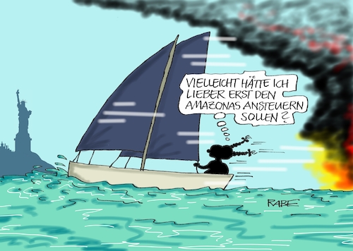 Cartoon: Greta Effekt III (medium) by RABE tagged klimawandel,umwelt,umweltministerin,schulze,sp,klimapreis,heizung,auto,rabe,ralf,böhme,cartoon,karikatur,pressezeichnung,farbcartoon,tagescartoon,brücke,bettler,verkehr,klimaprämie,friday,for,future,greta,thunberg,new,york,segelschiff,atlantikfahrt,amazonas,waldbrände,dschungel,brasilein,amazonasgebiet,präsident,bolsonaro,hilfe,rettung,regenwälder,abrodung,flammen,klimawandel,umwelt,umweltministerin,schulze,sp,klimapreis,heizung,auto,rabe,ralf,böhme,cartoon,karikatur,pressezeichnung,farbcartoon,tagescartoon,brücke,bettler,verkehr,klimaprämie,friday,for,future,greta,thunberg,new,york,segelschiff,atlantikfahrt,amazonas,waldbrände,dschungel,brasilein,amazonasgebiet,präsident,bolsonaro,hilfe,rettung,regenwälder,abrodung,flammen