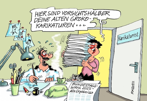 Cartoon: Groko nochmal (medium) by RABE tagged ampel,ampelregierung,rot,grün,gelb,fdp,spd,grüne,rabe,ralf,böhme,cartoon,karikatur,pressezeichnung,farbcartoon,tagescartoon,inflation,einkommen,rente,rentenpaket,bruch,streit,neuwahlen,wahlergebnis,groko,koalition,schwarz,cdu,merz,karikaturist,cartoonist,zeichentisch,ampel,ampelregierung,rot,grün,gelb,fdp,spd,grüne,rabe,ralf,böhme,cartoon,karikatur,pressezeichnung,farbcartoon,tagescartoon,inflation,einkommen,rente,rentenpaket,bruch,streit,neuwahlen,wahlergebnis,groko,koalition,schwarz,cdu,merz,karikaturist,cartoonist,zeichentisch