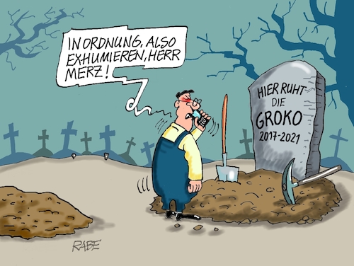 Cartoon: Groko wieder (medium) by RABE tagged merz,groko,spd,union,posten,postenvergabe,rabe,ralf,böhme,cartoon,karikatur,pressezeichnung,farbcartoon,tagescartoon,schaufenster,deko,umbau,laden,ladenhüter,regierungsbildung,koalitionsvertrag,schwarz,rot,friedhof,exhumierung,totengräber,grabstein,merz,groko,spd,union,posten,postenvergabe,rabe,ralf,böhme,cartoon,karikatur,pressezeichnung,farbcartoon,tagescartoon,schaufenster,deko,umbau,laden,ladenhüter,regierungsbildung,koalitionsvertrag,schwarz,rot,friedhof,exhumierung,totengräber,grabstein