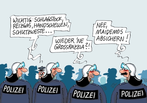 Cartoon: Großrazzia (medium) by RABE tagged walpurgisnacht,hexen,hexentanzplatz,hexenbesen,nacht,rabe,ralf,böhme,cartoon,karikatur,pressezeichnung,farbcartoon,tagescrtoon,maidemo,mai,maifeiertag,mainelke,polizei,polizeieinsatz,großdemo,razzia,schlagstock,reizgas,handschellen,gewalt,linke,rechte,walpurgisnacht,hexen,hexentanzplatz,hexenbesen,nacht,rabe,ralf,böhme,cartoon,karikatur,pressezeichnung,farbcartoon,tagescrtoon,maidemo,mai,maifeiertag,mainelke,polizei,polizeieinsatz,großdemo,razzia,schlagstock,reizgas,handschellen,gewalt,linke,rechte