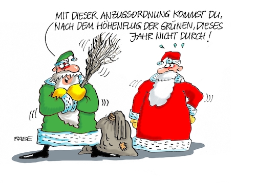 Cartoon: Grüne Weihnacht (medium) by RABE tagged klimawandel,umwelt,umweltministerin,schulze,sp,klimapreis,heizung,auto,rabe,ralf,böhme,cartoon,karikatur,pressezeichnung,farbcartoon,tagescartoon,brücke,bettler,verkehr,klimaprämie,friday,for,future,grüne,bundesparteitag,bielefeld,höhenflug,baerbock,habeck,kanzler,doppelspitze,weihnachten,weihnachtsmann,nikolaus,klimawandel,umwelt,umweltministerin,schulze,sp,klimapreis,heizung,auto,rabe,ralf,böhme,cartoon,karikatur,pressezeichnung,farbcartoon,tagescartoon,brücke,bettler,verkehr,klimaprämie,friday,for,future,grüne,bundesparteitag,bielefeld,höhenflug,baerbock,habeck,kanzler,doppelspitze,weihnachten,weihnachtsmann,nikolaus