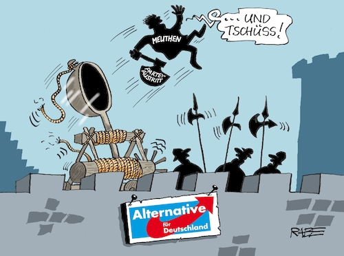 Cartoon: Guten Fluch (medium) by RABE tagged afd,meuthen,parteivorsitz,parteiaustritt,höcke,flügelkämpfe,rechte,rabe,ralf,böhme,cartoon,karikatur,pressezeichnung,farbcartoon,tagescartoon,burg,ritter,schleuder,steinschleuder,axt,beil,afd,meuthen,parteivorsitz,parteiaustritt,höcke,flügelkämpfe,rechte,rabe,ralf,böhme,cartoon,karikatur,pressezeichnung,farbcartoon,tagescartoon,burg,ritter,schleuder,steinschleuder,axt,beil