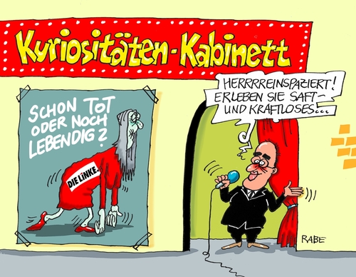 Cartoon: Gysi (medium) by RABE tagged gysi,linke,pds,ddr,rote,linkspartei,saftlos,kraftlos,afd,auseinandersetzung,parteispitze,rabe,ralf,böhme,cartoon,karikatur,pressezeichnung,farbcartoon,tagescartoon,opposition,oppositionspartei,bundestag,kuriositätenkabinett,geister,zombie,untote,gysi,linke,pds,ddr,rote,linkspartei,saftlos,kraftlos,afd,auseinandersetzung,parteispitze,rabe,ralf,böhme,cartoon,karikatur,pressezeichnung,farbcartoon,tagescartoon,opposition,oppositionspartei,bundestag,kuriositätenkabinett,geister,zombie,untote