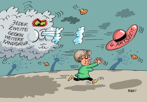 Cartoon: Herbststürme nahen (medium) by RABE tagged frage,flüchtlingskrise,erklärung,wolke,tagescartoon,farbcartoon,pressezeichnung,karikatur,cartoon,böhme,ralf,rabe,umfrage,wind,sturm,blätter,herbst,hut,frühjahr,kanzlerkandidatur,amtszeit,vierte,kanzlerin,merkel,merkel,kanzlerin,vierte,amtszeit,kanzlerkandidatur,frühjahr,hut,herbst,blätter,sturm,wind,umfrage,rabe,ralf,böhme,cartoon,karikatur,pressezeichnung,farbcartoon,tagescartoon,wolke,erklärung,flüchtlingskrise,frage