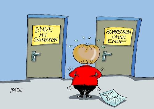 Cartoon: Hessenwahl II (medium) by RABE tagged spd,nahles,umfragewerte,afd,wählergunst,prozent,rabe,ralf,böhme,cartoon,karikatur,pressezeichnung,farbcartoon,tagescartoon,baum,raben,tante,scholz,groko,koalitionsstreit,asylstreit,asylkompromiss,hessen,hessenwahl,landtagswahl,schäfer,gümpel,wahlergebnisse,wähler,sonntag,merkel,kanzlerin,cdu,schecken,ende,türen,rücktritt,spd,nahles,umfragewerte,afd,wählergunst,prozent,rabe,ralf,böhme,cartoon,karikatur,pressezeichnung,farbcartoon,tagescartoon,baum,raben,tante,scholz,groko,koalitionsstreit,asylstreit,asylkompromiss,hessen,hessenwahl,landtagswahl,schäfer,gümpel,wahlergebnisse,wähler,sonntag,merkel,kanzlerin,cdu,schecken,ende,türen,rücktritt