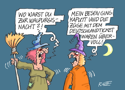 Cartoon: Hexentanz (medium) by RABE tagged mai,maifeiertag,maidemonstration,maidemo,transparent,kampftag,losung,cartoon,karikatur,pressezeichnung,farbcartoon,tagescartoon,hexen,walpurgisnacht,tanzplatz,hexenbesen,ticket,db,bahn,bahnfahrt,deutschlandticket,mai,maifeiertag,maidemonstration,maidemo,transparent,kampftag,losung,cartoon,karikatur,pressezeichnung,farbcartoon,tagescartoon,hexen,walpurgisnacht,tanzplatz,hexenbesen,ticket,db,bahn,bahnfahrt,deutschlandticket