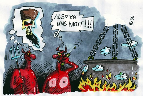 Cartoon: Höllische Angst (medium) by RABE tagged osama,bin,laden,glaubenskrieger,obama,usa,eliteeinheit,cnn,pakistan,muslime,islamisten,alkaida,koran,satan,teufel,hölle,fegefeuer,höllenbrut,leibhaftige,bundesregierung,kanzlerin,innenminister,terror,terrorgefahr,cdu,csu,terroristen,terrorwarnung,spezialkommando,afghanistan,staatsfeind,massenmörder,vergeltungsschläge,racheakt,auslandsreisen,cia,geheimdienst,terrornetzwerk,osama bin laden,terrorismus,terror,al qaida,osama,bin,laden,al,qaida