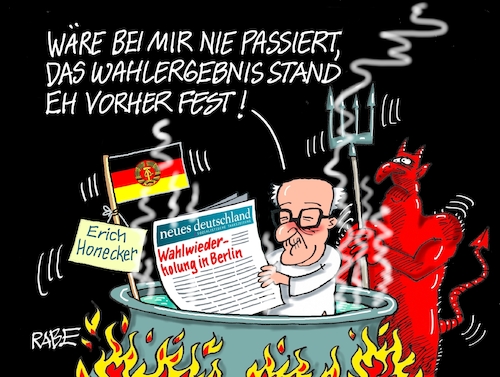 Cartoon: Honecker in der Hölle (medium) by RABE tagged berlin,berlinwahl,hauptstadt,wahlwiederholung,wahlfälschung,senat,stimmauszählung,fehler,rabe,ralf,böhme,cartoon,karikatur,pressezeichnung,farbcartoon,tagescartoon,hölle,teufel,satan,kessel,höllenfeuer,dreizack,erich,honecker,staatschef,ddr,sed,stasi,wahlbetrug,berlin,berlinwahl,hauptstadt,wahlwiederholung,wahlfälschung,senat,stimmauszählung,fehler,rabe,ralf,böhme,cartoon,karikatur,pressezeichnung,farbcartoon,tagescartoon,hölle,teufel,satan,kessel,höllenfeuer,dreizack,erich,honecker,staatschef,ddr,sed,stasi,wahlbetrug