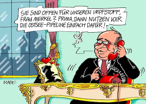 Cartoon: Impfstofflieferung (medium) by RABE tagged corona,bildung,bildungsminister,kanzleramt,bildungskonferenz,lehrerkonferenz,laptop,ausstatung,digitalisierung,bildungsmonitor,internetzugan,wlan,aufwachen,impfstoff,impfdosen,astrazeneca,sputnik,russland,moskau,kreml,putin,kremlchef,merkel,gazprom,baustopp,impfstofflieferung,telefonat,fallzahlen,eu,rki,lockdown,shutdown,corona,bildung,bildungsminister,kanzleramt,bildungskonferenz,lehrerkonferenz,laptop,ausstatung,digitalisierung,bildungsmonitor,internetzugan,wlan,aufwachen,impfstoff,impfdosen,astrazeneca,sputnik,russland,moskau,kreml,putin,kremlchef,merkel,gazprom,baustopp,impfstofflieferung,telefonat,fallzahlen,eu,rki,lockdown,shutdown