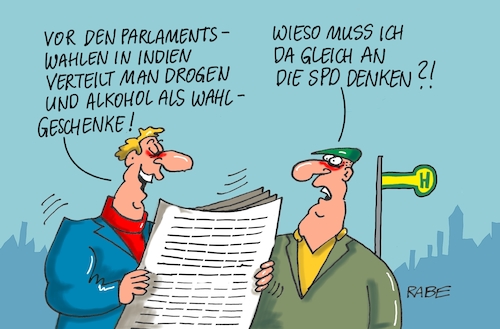 Cartoon: Indische Wahlhilfe (medium) by RABE tagged nahles,spd,sozialdemokraten,groko,umfragetief,scholz,rabe,ralf,böhme,cartoon,karikatur,pressezeichnung,farbcartoon,tagescartoon,ruine,koalition,koalitionsvetrag,bruch,wahlhilfe,wahlgeschenke,drogen,alkohol,bestechung,nahles,spd,sozialdemokraten,groko,umfragetief,scholz,rabe,ralf,böhme,cartoon,karikatur,pressezeichnung,farbcartoon,tagescartoon,ruine,koalition,koalitionsvetrag,bruch,wahlhilfe,wahlgeschenke,drogen,alkohol,bestechung