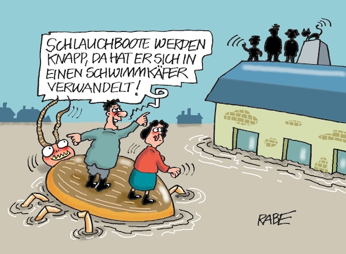 Cartoon: Kafka Schlauchboot (medium) by RABE tagged hochwasser,regen,starkregen,überflutung,hochwasserwarnung,wetterdienst,rabe,ralf,böhme,cartoon,karikatur,pressezeichnung,farbcaartoon,tagescartoon,arche,noah,sintflut,schlauchboot,franz,kafka,schriftsteller,verwandlung,käfer,insekt,schabe,schwimmkäfer,literatur,hochwasser,regen,starkregen,überflutung,hochwasserwarnung,wetterdienst,rabe,ralf,böhme,cartoon,karikatur,pressezeichnung,farbcaartoon,tagescartoon,arche,noah,sintflut,schlauchboot,franz,kafka,schriftsteller,verwandlung,käfer,insekt,schabe,schwimmkäfer,literatur