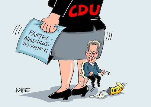 Cartoon: Klotz am Bein (medium) by RABE tagged cdu,parteitag,hannover,friedrich,merz,csu,union,opposition,erneuerung,hans,georg,maaßen,parteiausschluß,parteiausschlussverfahren,hürden,schiedsgericht,kugel,kette,eisen,fußfessel,klotz,bein,kleber,uhu,ans,parteiausschluss,klima,klimaaktivisten,cdu,parteitag,hannover,friedrich,merz,csu,union,opposition,erneuerung,hans,georg,maaßen,parteiausschluß,parteiausschlussverfahren,hürden,schiedsgericht,kugel,kette,eisen,fußfessel,klotz,bein,kleber,uhu,ans,parteiausschluss,klima,klimaaktivisten