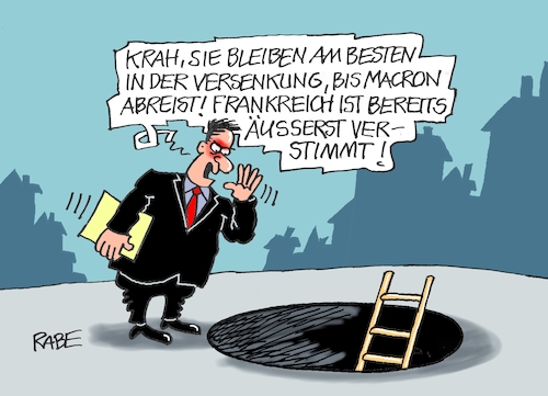 Cartoon: Krah Krah (medium) by RABE tagged ampel,ampelregierung,rot,grün,gelb,fdp,spd,grüne,rabe,ralf,böhme,cartoon,karikatur,pressezeichnung,farbcartoon,tagescartoon,europawahl,afd,rechte,neonazis,krah,spionage,kommunalwahl,versenkung,macron,frankreich,besuch,staatsbesuch,schadensbegrenzung,ampel,ampelregierung,rot,grün,gelb,fdp,spd,grüne,rabe,ralf,böhme,cartoon,karikatur,pressezeichnung,farbcartoon,tagescartoon,europawahl,afd,rechte,neonazis,krah,spionage,kommunalwahl,versenkung,macron,frankreich,besuch,staatsbesuch,schadensbegrenzung