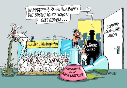 Cartoon: Laborbedingungen (medium) by RABE tagged virus,corona,pandemie,coronakrise,rabe,ralf,böhme,cartoon,karikatur,pressezeichnung,farbcartoon,tagescartoon,viren,virenschutz,mundschutz,desinfektion,föderal,föderalismus,ländersache,schulen,kindergärten,kita,regelbetrieb,versuchslabor,versuchskaninchen,lockerungen,lehrer,abstandsregeln,abi,prüfungen,reagenzgläser,virus,corona,pandemie,coronakrise,rabe,ralf,böhme,cartoon,karikatur,pressezeichnung,farbcartoon,tagescartoon,viren,virenschutz,mundschutz,desinfektion,föderal,föderalismus,ländersache,schulen,kindergärten,kita,regelbetrieb,versuchslabor,versuchskaninchen,lockerungen,lehrer,abstandsregeln,abi,prüfungen,reagenzgläser