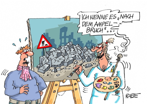 Cartoon: Landschaftsmaler (medium) by RABE tagged ampel,ampelregierung,rot,grün,gelb,fdp,spd,grüne,rabe,ralf,böhme,cartoon,karikatur,pressezeichnung,farbcartoon,tagescartoon,inflation,einkommen,rente,rentenpaket,bruch,streit,neuwahlen,ampelaus,lindner,entlassung,entlassungsurkunde,ampel,ampelregierung,rot,grün,gelb,fdp,spd,grüne,rabe,ralf,böhme,cartoon,karikatur,pressezeichnung,farbcartoon,tagescartoon,inflation,einkommen,rente,rentenpaket,bruch,streit,neuwahlen,ampelaus,lindner,entlassung,entlassungsurkunde