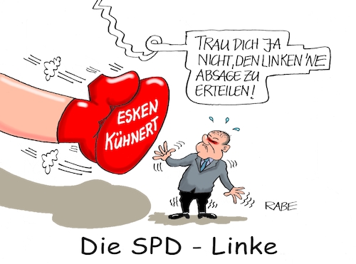 Cartoon: Linker Haken (medium) by RABE tagged bundestagswahl,wahlkampf,osten,ddr,ostbeauftragter,bundesregierung,recht,rabe,ralf,böhme,cartoon,karikatur,pressezeichnung,farbcartoon,tagescartoon,laschet,söder,olaf,scholz,triell,rtl,linke,absage,zusage,haken,kevin,kühnert,saskia,esken,doppelspitze,bundestagswahl,wahlkampf,osten,ddr,ostbeauftragter,bundesregierung,recht,rabe,ralf,böhme,cartoon,karikatur,pressezeichnung,farbcartoon,tagescartoon,laschet,söder,olaf,scholz,triell,rtl,linke,absage,zusage,haken,kevin,kühnert,saskia,esken,doppelspitze