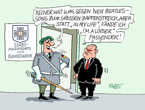 Cartoon: Looser (medium) by RABE tagged merz,groko,spd,union,posten,postenvergabe,rabe,ralf,böhme,cartoon,karikatur,pressezeichnung,farbcartoon,tagescartoon,schaufenster,deko,umbau,laden,ladenhüter,regierungsbildung,zapfenstreich,bundeswehr,musikkorps,abschied,lieser,song,beatles,life,wunschtitel,looser,musik,pop,beat,merz,groko,spd,union,posten,postenvergabe,rabe,ralf,böhme,cartoon,karikatur,pressezeichnung,farbcartoon,tagescartoon,schaufenster,deko,umbau,laden,ladenhüter,regierungsbildung,zapfenstreich,bundeswehr,musikkorps,abschied,lieser,song,beatles,life,wunschtitel,looser,musik,pop,beat