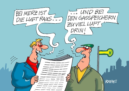 Cartoon: Luftleeres (medium) by RABE tagged merz,kanzler,koalition,union,spd,klingbeil,cartoon,karikatur,pressezeichnung,farbcartoon,tagescartoon,db,bahn,frühling,frühjahr,frühjahrsputz,ice,zug,blumenkasten,blumenkästen,esc,songcontest,luft,luftleere,reiche,gas,gasspeicher,befüllung,anordnung,winter,umfragewerte,umfragetief,merz,kanzler,koalition,union,spd,klingbeil,cartoon,karikatur,pressezeichnung,farbcartoon,tagescartoon,db,bahn,frühling,frühjahr,frühjahrsputz,ice,zug,blumenkasten,blumenkästen,esc,songcontest,luft,luftleere,reiche,gas,gasspeicher,befüllung,anordnung,winter,umfragewerte,umfragetief