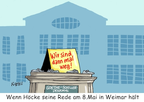 Cartoon: Mal kurz weg (medium) by RABE tagged afd,reichsbürger,demokratiefördergesetz,rabe,ralf,böhme,cartoon,karikatur,pressezeichnung,farbcartoon,tagescartoon,rechte,höcke,thüringen,weimar,rede,denkmal,sockel,weg,leere,goethe,schiller,afd,reichsbürger,demokratiefördergesetz,rabe,ralf,böhme,cartoon,karikatur,pressezeichnung,farbcartoon,tagescartoon,rechte,höcke,thüringen,weimar,rede,denkmal,sockel,weg,leere,goethe,schiller