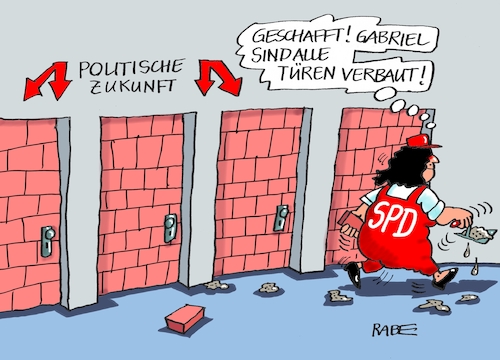 Cartoon: Mauerbauer (medium) by RABE tagged sonderparteitag,spd,martin,schulz,ja,groko,koalitionsverhandlungen,rabe,ralf,böhme,cartoon,karikatur,pressezeichnung,farbcartoon,tagescartoon,merkel,union,koalitionsgespräche,neuwahlen,mitgliederbefragung,nahles,scholz,gabriel,aussenminister,ministerämter,mauer,türe,rücktritt,kelle,zement,sonderparteitag,spd,martin,schulz,ja,groko,koalitionsverhandlungen,rabe,ralf,böhme,cartoon,karikatur,pressezeichnung,farbcartoon,tagescartoon,merkel,union,koalitionsgespräche,neuwahlen,mitgliederbefragung,nahles,scholz,gabriel,aussenminister,ministerämter,mauer,türe,rücktritt,kelle,zement