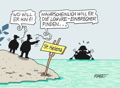 Cartoon: Napoleon sucht (medium) by RABE tagged merz,union,kanzler,fritze,koalition,spd,klingbeil,bundesregierung,rabe,ralf,böhme,cartoon,karikatur,pressezeichnung,farbcartoon,tagescartoon,trump,putin,krisen,tv,nachrichten,waschmaschine,frankreich,paris,macron,louvre,diebe,diebstahl,räuber,verbannung,napoleon,insel,schmuck,gold,beute,krone,sankt,helena,merz,union,kanzler,fritze,koalition,spd,klingbeil,bundesregierung,rabe,ralf,böhme,cartoon,karikatur,pressezeichnung,farbcartoon,tagescartoon,trump,putin,krisen,tv,nachrichten,waschmaschine,frankreich,paris,macron,louvre,diebe,diebstahl,räuber,verbannung,napoleon,insel,schmuck,gold,beute,krone,sankt,helena