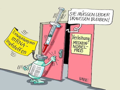 Cartoon: Nobler Nobelpreis (medium) by RABE tagged corona,bundländerkonferenz,merkel,kanzleramt,lockerungen,stufenplan,öffnungen,lockdown,shutdown,baumärkte,impfdosen,rki,fallzahlen,inzidenzwert,spahn,impfzentren,impfreihenfolge,notbremse,mrna,impfstoff,entwicklung,nobel,nobelpreis,oslo,preisverleihung,nobelpreisverleihung,spritze,kanüle,corona,bundländerkonferenz,merkel,kanzleramt,lockerungen,stufenplan,öffnungen,lockdown,shutdown,baumärkte,impfdosen,rki,fallzahlen,inzidenzwert,spahn,impfzentren,impfreihenfolge,notbremse,mrna,impfstoff,entwicklung,nobel,nobelpreis,oslo,preisverleihung,nobelpreisverleihung,spritze,kanüle