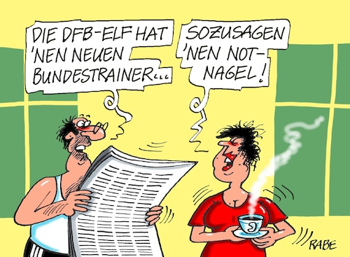 Cartoon: Notnagelsmann (medium) by RABE tagged dfb,nationalelf,nationalmannschaft,fussball,sport,trainer,trainerwechsel,em,rabe,ralf,böhme,cartoon,karikatur,pressezeichnung,farbcartoon,tagescartoon,julian,nagelsmann,befristung,rudi,völler,hansi,flick,notnagel,dfb,nationalelf,nationalmannschaft,fussball,sport,trainer,trainerwechsel,em,rabe,ralf,böhme,cartoon,karikatur,pressezeichnung,farbcartoon,tagescartoon,julian,nagelsmann,befristung,rudi,völler,hansi,flick,notnagel