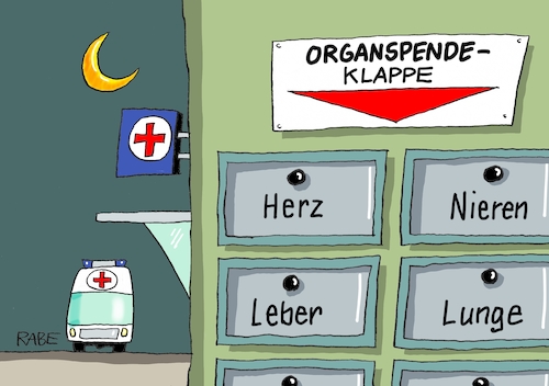 Cartoon: Organspender (medium) by RABE tagged organ,organspende,organspender,abstimmung,organspendereform,jens,spahn,rbe,ralf,böhme,cartoon,karikatur,pressezeichnung,farbcartoon,tagescartoon,organspendeausweis,organspendeklappe,babyklappe,krankenhaus,klinik,ärzte,mediziner,herz,leber,lunge,niere,organ,organspende,organspender,abstimmung,organspendereform,jens,spahn,rbe,ralf,böhme,cartoon,karikatur,pressezeichnung,farbcartoon,tagescartoon,organspendeausweis,organspendeklappe,babyklappe,krankenhaus,klinik,ärzte,mediziner,herz,leber,lunge,niere