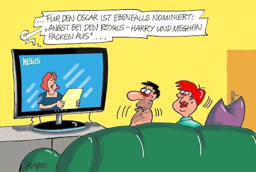 Cartoon: Oscarnominierung (medium) by RABE tagged harry,meghan,william,queen,elisabeth,krisensitzung,charles,rabe,ralf,böhme,cartoon,karikatur,pressezeichnung,farbcartoon,tagescartoon,königshaus,buckingham,palace,oscar,oscarnominierung,oscarverleihung,hollywood,brexit,megxit,harry,meghan,william,queen,elisabeth,krisensitzung,charles,rabe,ralf,böhme,cartoon,karikatur,pressezeichnung,farbcartoon,tagescartoon,königshaus,buckingham,palace,oscar,oscarnominierung,oscarverleihung,hollywood,brexit,megxit