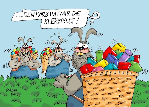 Cartoon: Ostern Kante geben (medium) by RABE tagged merz,kanzler,koalition,union,spd,klingbeil,cartoon,karikatur,pressezeichnung,farbcartoon,tagescartoon,db,bahn,frühling,frühjahr,frühjahrsputz,ice,zug,blumenkasten,blumenkästen,ostern,osterhase,ostereier,osterkorb,eiersuche,würfel,ki,chatgpt,roboter,merz,kanzler,koalition,union,spd,klingbeil,cartoon,karikatur,pressezeichnung,farbcartoon,tagescartoon,db,bahn,frühling,frühjahr,frühjahrsputz,ice,zug,blumenkasten,blumenkästen,ostern,osterhase,ostereier,osterkorb,eiersuche,würfel,ki,chatgpt,roboter