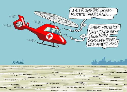 Cartoon: Pegelstand (medium) by RABE tagged ampel,ampelregierung,rot,grün,gelb,fdp,spd,grüne,rabe,ralf,böhme,cartoon,karikatur,pressezeichnung,farbcartoon,tagescartoon,haushaltsloch,haushaltsdebatte,lindner,finanzminister,schulden,schuldenpegelstand,pegel,schuldenbremse,überflutung,überschwemmung,starkregen,klimakatastrophe,klimawandel,hubschrauber,ampel,ampelregierung,rot,grün,gelb,fdp,spd,grüne,rabe,ralf,böhme,cartoon,karikatur,pressezeichnung,farbcartoon,tagescartoon,haushaltsloch,haushaltsdebatte,lindner,finanzminister,schulden,schuldenpegelstand,pegel,schuldenbremse,überflutung,überschwemmung,starkregen,klimakatastrophe,klimawandel,hubschrauber