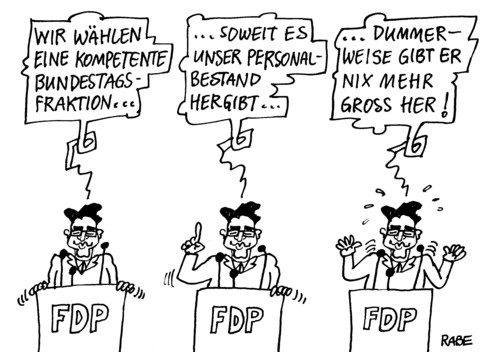 Cartoon: Personalbestand (medium) by RABE tagged fdp,fraktionsspitze,brüderle,westerwelle,rösler,wirtschaftsminister,außenminister,euro,krise,homburger,bundestagsfraktion,bahr,kabinettsposten,gesundheitminister,parteivorstand,neuwahlen,liberale,genscher,parteiquerelen,solms,vizekanzler,bundesparteitag,fdp,fraktionsspitze,brüderle,westerwelle,rösler,wirtschaftsminister,außenminister,euro,krise,homburger,bundestagsfraktion,bahr,kabinettsposten,gesundheitminister,neuwahlen,liberale,genscher,parteivorstand,solms,vizekanzler,bundesparteitag,parteiquerelen