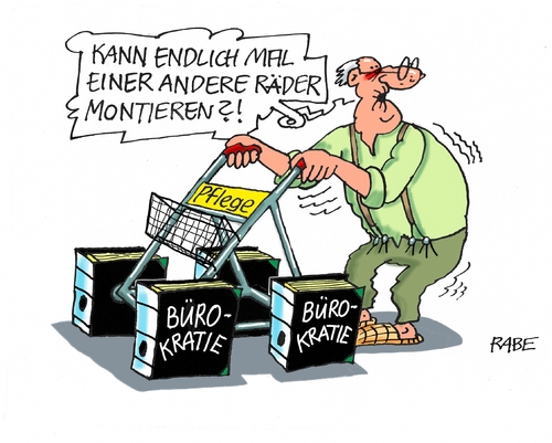 Cartoon: Pflegeversicherung (medium) by RABE tagged pflege,pflegestufe,pflegeheim,rentner,rollator,bürokratie,bürokratieabbau,pflegeeinstufung,rabe,ralf,böhme,cartoon,karikatur,pressezeichnung,farbcartoon,tagescartoon,akten,aktenordber,bundesgesundheitsminister,bundestag,pflegegesetz,pflege,pflegestufe,pflegeheim,rentner,rollator,bürokratie,bürokratieabbau,pflegeeinstufung,rabe,ralf,böhme,cartoon,karikatur,pressezeichnung,farbcartoon,tagescartoon,akten,aktenordber,bundesgesundheitsminister,bundestag,pflegegesetz