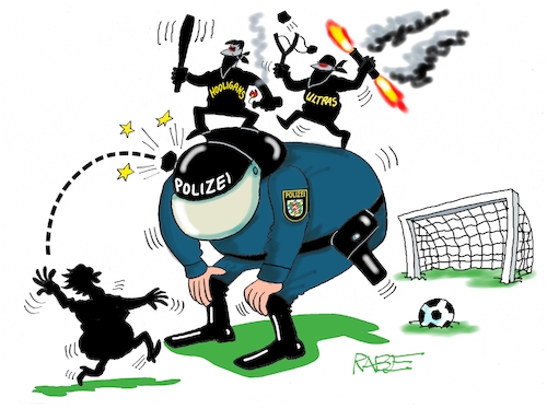 Cartoon: Polizeibuckel (medium) by RABE tagged ampel,ampelregierung,rot,grün,gelb,fdp,spd,grüne,rabe,ralf,böhme,cartoon,karikatur,pressezeichnung,farbcartoon,tagescartoon,inflation,einkommen,rente,rentenpaket,bruch,streit,neuwahlen,fußball,fußballer,spieler,ball,tor,gewalt,hooligans,ultras,kugelbomben,stadion,polizei,polizeieinsatz,polizeikosten,rechnung,fußballklub,fußballverein,urteil,gericht,klage,ampel,ampelregierung,rot,grün,gelb,fdp,spd,grüne,rabe,ralf,böhme,cartoon,karikatur,pressezeichnung,farbcartoon,tagescartoon,inflation,einkommen,rente,rentenpaket,bruch,streit,neuwahlen,fußball,fußballer,spieler,ball,tor,gewalt,hooligans,ultras,kugelbomben,stadion,polizei,polizeieinsatz,polizeikosten,rechnung,fußballklub,fußballverein,urteil,gericht,klage