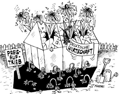 Cartoon: Preisauftrieb (medium) by RABE tagged preisauftrieb,wirtschaftsaufschwung,deutsche,wirtschaft,konjunktur,aufschwung,krise,euro,kauflaune,verbraucher,käufer,bilanz,gewinn,wirtschftsprognose,wirtschaftsminister,brüderle,fdp,bundesregierung,kanzlerin,kaufkraft,gewächshaus,treibhaus,saat,garten,gartenzaun,beet,spaten,gießkanne,rechen,blumen,blumenerde,dünger,ernte,preisauftrieb,wirtschaftsaufschwung,wirtschaft,konjunktur,aufschwung,krise,euro,kauflaune,verbraucher