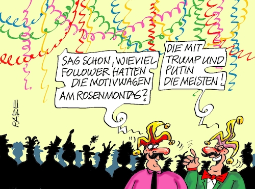 Cartoon: Putin Follower (medium) by RABE tagged merz,kanzler,koalition,union,spd,klingbeil,cartoon,karikatur,pressezeichnung,farbcartoon,tagescartoon,bürokratie,verwaltung,beamte,modernisierung,monster,drachen,schwert,holzschwert,nägel,säge,fasching,karneval,rosenmontag,motivwagen,faschingsumzug,rosenmontagsumzug,putin,trump,follower,merz,kanzler,koalition,union,spd,klingbeil,cartoon,karikatur,pressezeichnung,farbcartoon,tagescartoon,bürokratie,verwaltung,beamte,modernisierung,monster,drachen,schwert,holzschwert,nägel,säge,fasching,karneval,rosenmontag,motivwagen,faschingsumzug,rosenmontagsumzug,putin,trump,follower