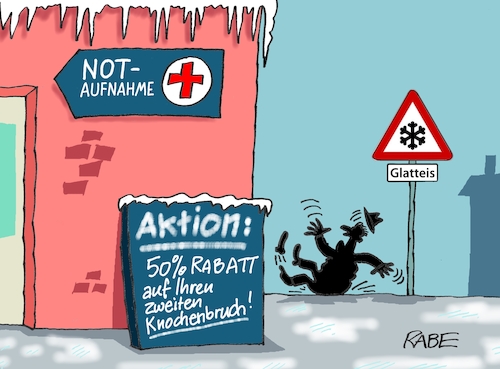 Cartoon: Rabattaktion (medium) by RABE tagged not,notaufnahme,ärzt,pflegepersonal,sanitäter,rettungskräfte,arzt,rabe,ralf,böhme,cartoon,karikatur,glätte,kälte,glatteis,blitzeis,regen,winter,knochen,knochenbrüche,bruch,wetter,not,notaufnahme,ärzt,pflegepersonal,sanitäter,rettungskräfte,arzt,rabe,ralf,böhme,cartoon,karikatur,glätte,kälte,glatteis,blitzeis,regen,winter,knochen,knochenbrüche,bruch,wetter